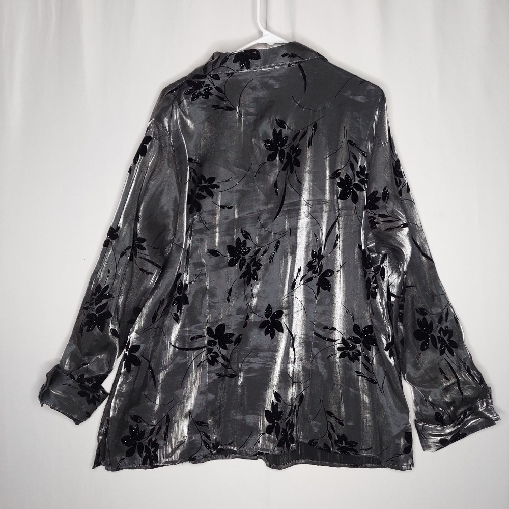 Notations Metallic Button Top 3x Black Burnout Ve… - image 2